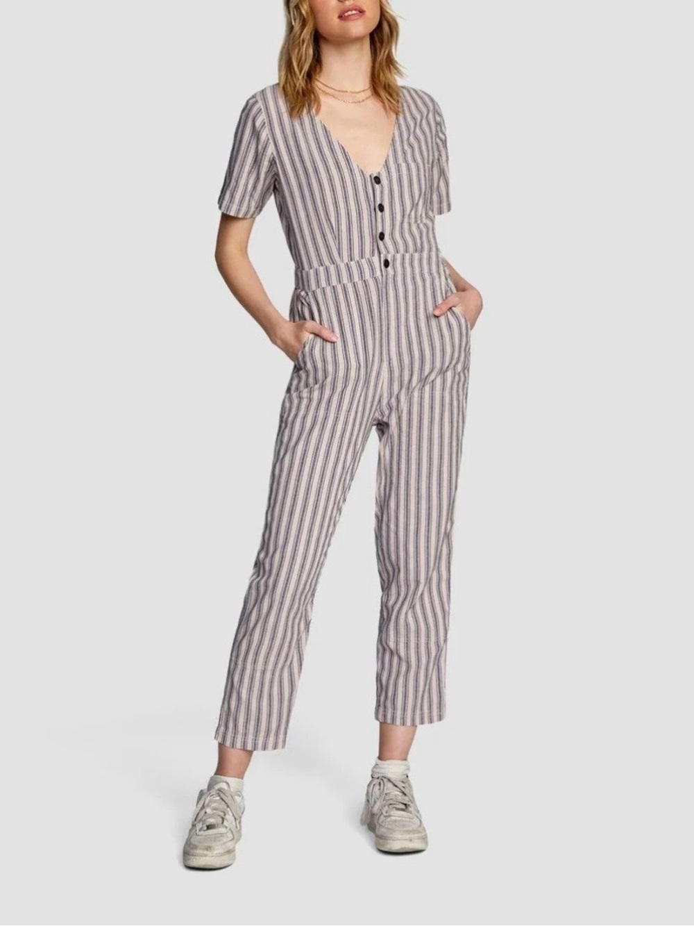 RVCA Range Short Sleeve Jumpsuit in Grey Violet